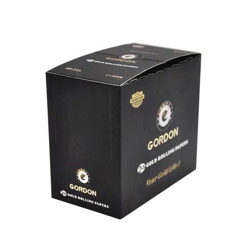 GORDON 24K Gold Rolling Papers, 1 1/4 Size Organic Rolling Paper, 2 PCS / Pack 12 Packs / Box